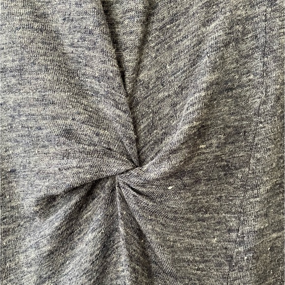 Twist Mock-neck Heather Blue/subtle Gray 100% Linen column dress - Picture 4 of 7